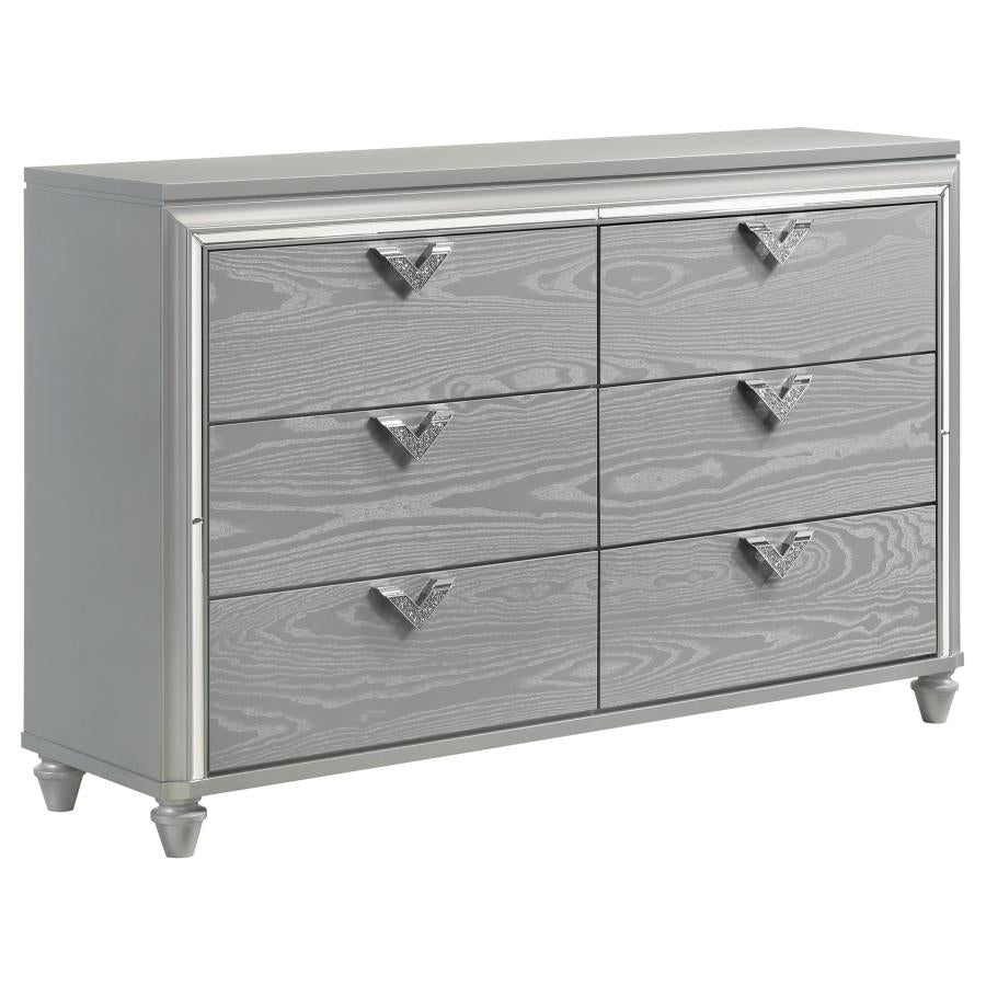 Veronica 6-drawer Bedroom Dresser Light Silver