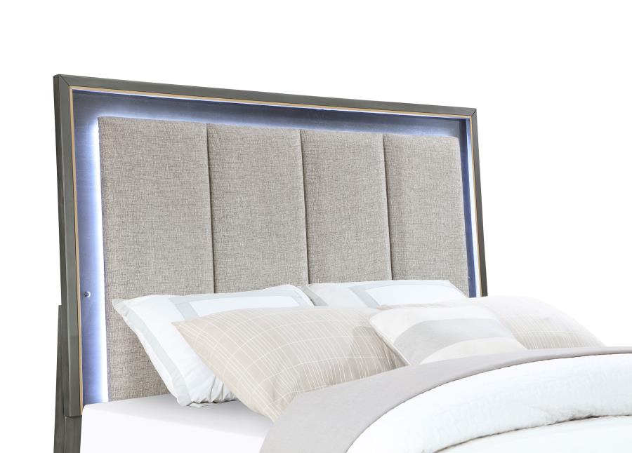 Kieran Wood LED Panel Bed Grey