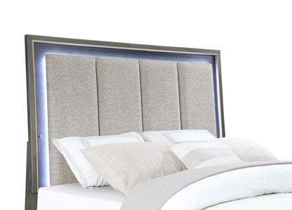 Kieran Wood LED Panel Bed in Grey - Contemporary Design with Built-In LED Lighting for a Stylish Bedroom Retreat