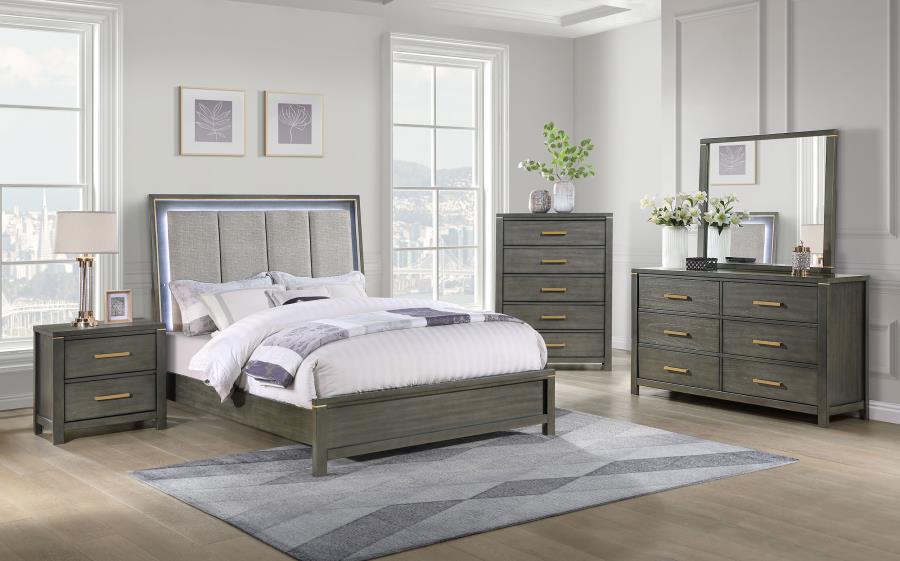 Kieran Wood LED Panel Bed in Grey - Contemporary Design with Built-In LED Lighting for a Stylish Bedroom Retreat