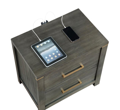 Kieran 2-Drawer Nightstand Bedside Table – Grey Finish for Modern Elegance and Convenient Bedroom Storage