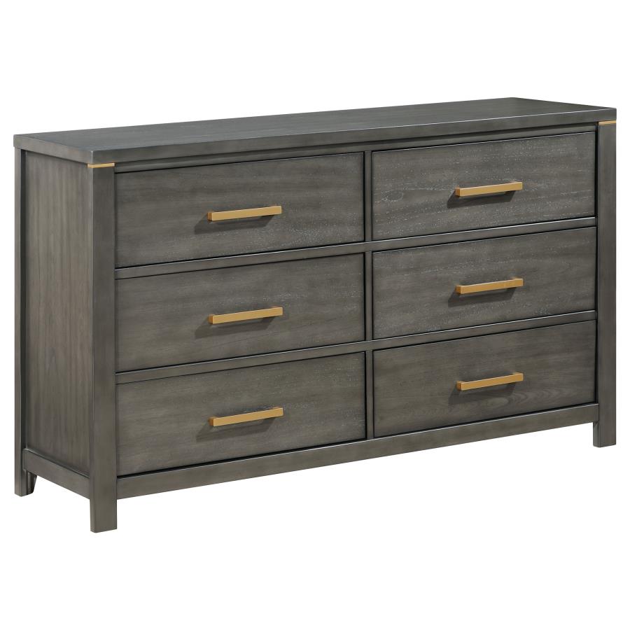 Kieran 6-Drawer Bedroom Dresser in Grey - Sleek and Modern Storage Solution for a Stylish and Organized Bedroom