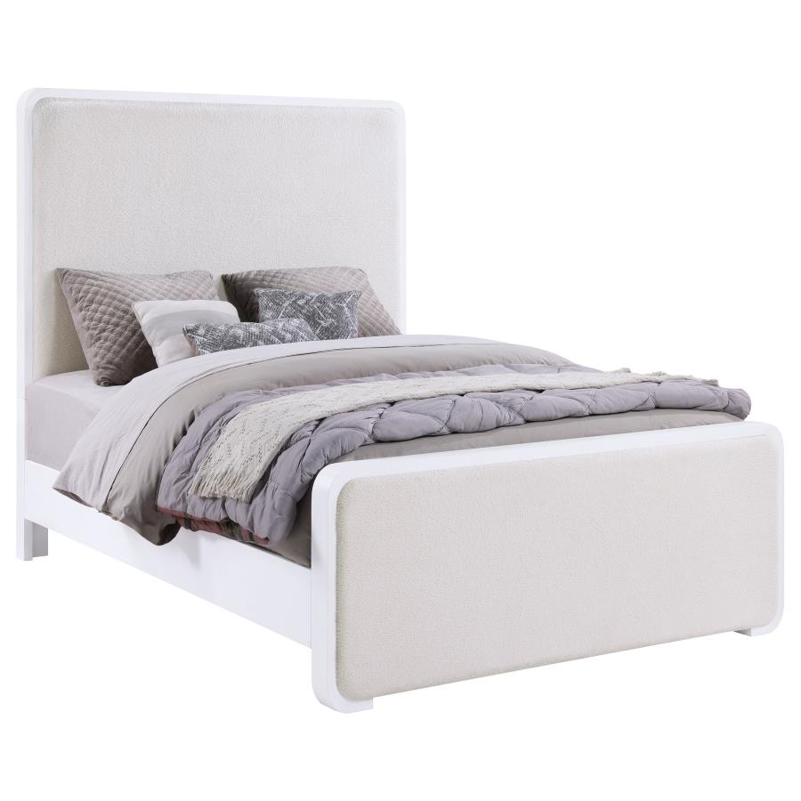 Anastasia Upholstered Panel Bed in Pearl White - Elegant and Luxurious Design for Your Bedroom