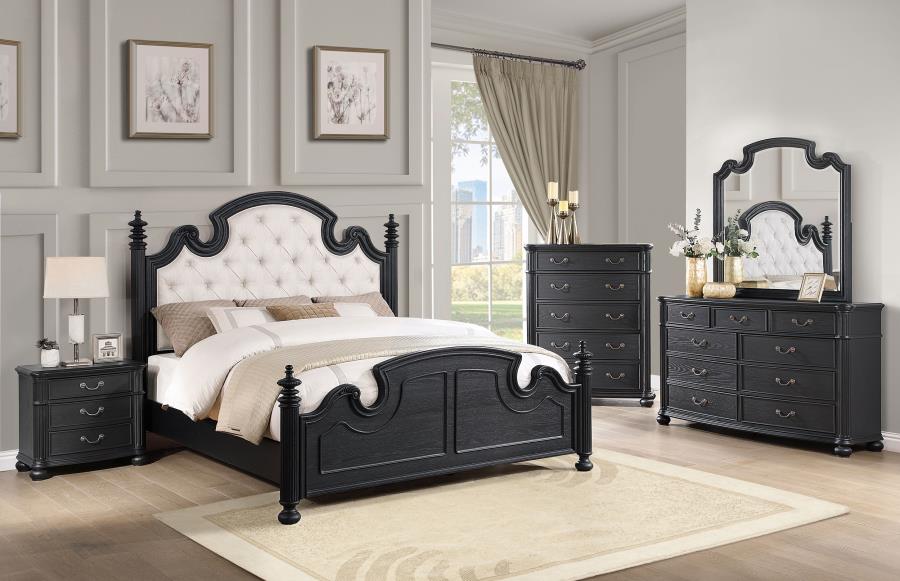 Celina Wood Poster Bed Black