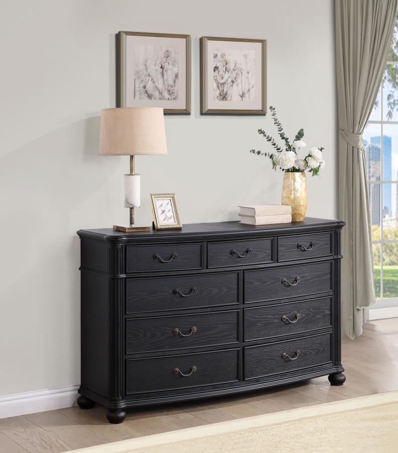 Celina 9-Drawer Bedroom Dresser – Black Finish for Elegant Design and Ample Bedroom Storage