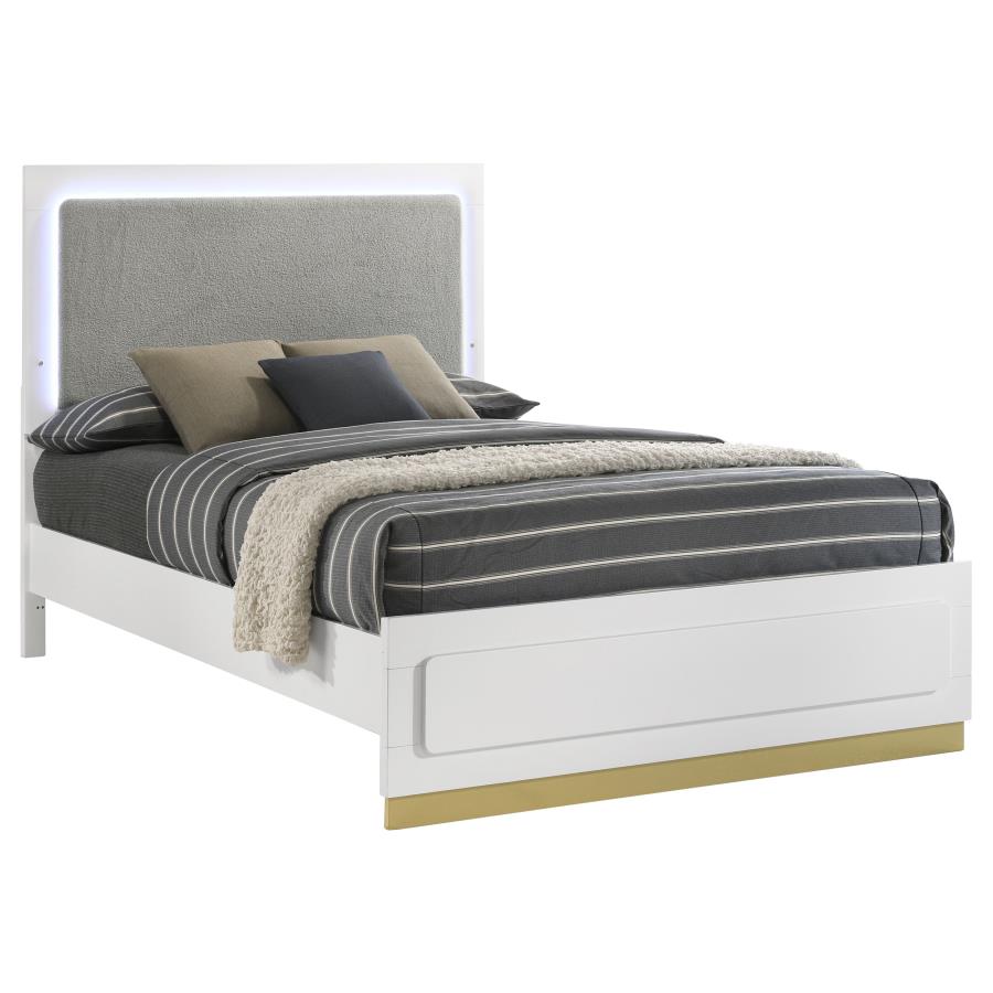 Caraway Wood LED Panel Bed White