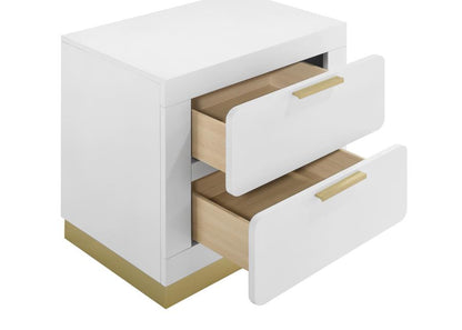 Caraway 2-Drawer Nightstand – White Finish for Classic Elegance and Functional Bedroom Storage