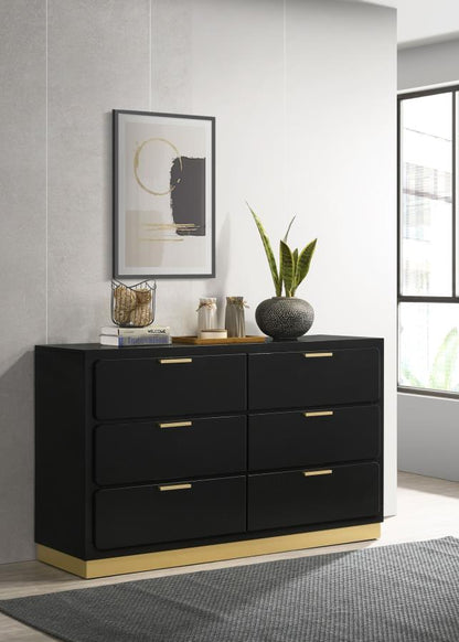 Caraway 6-Drawer Dresser – Black Finish for Modern Sophistication and Spacious Bedroom Storage