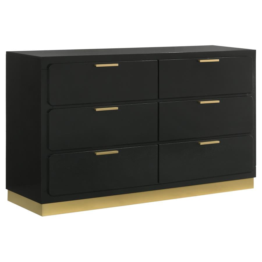 Caraway 6-Drawer Dresser – Black Finish for Modern Sophistication and Spacious Bedroom Storage