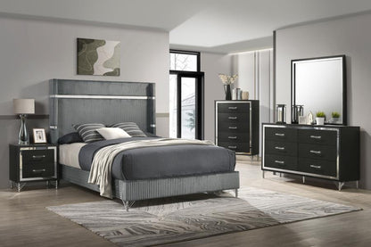 Lucia 5-piece Bedroom Set Grey and Black