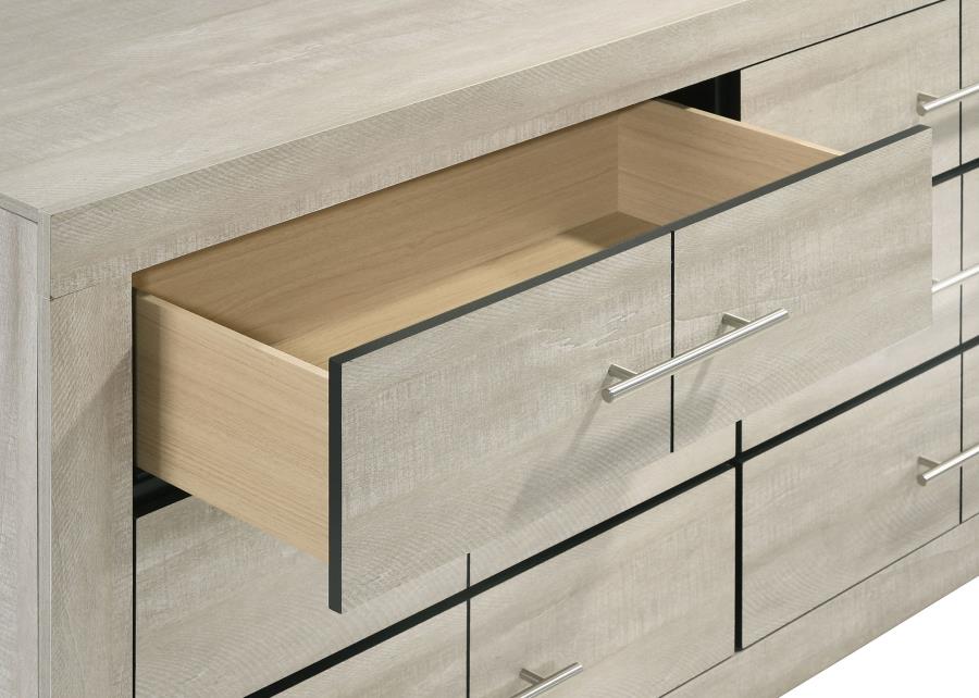 Trenton Rustic Cream 6-Drawer Dresser with Mirror – Farmhouse Bedroom Storage Set