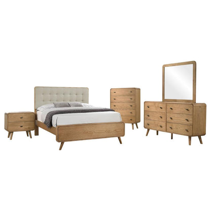 Robyn 5-Piece Light Ash Queen Bedroom Set – Modern Bed, Dresser, Nightstands & Mirror