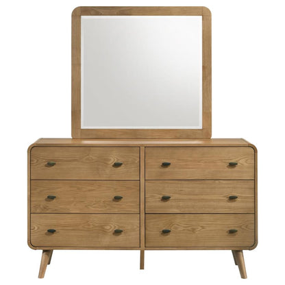 Robyn 6-Drawer Light Ash Dresser with Mirror – Modern Bedroom Storage Set
