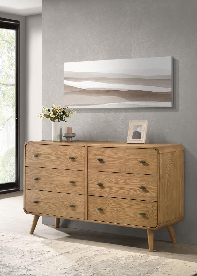Robyn 6-Drawer Bedroom Dresser in Light Ash – Modern Storage Solution for Bedroom