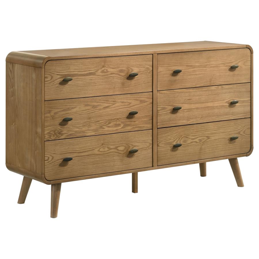Robyn 6-Drawer Bedroom Dresser in Light Ash – Modern Storage Solution for Bedroom