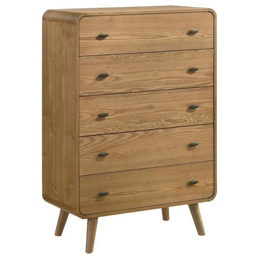 Robyn 5-Drawer Bedroom Chest in Light Ash – Modern Storage Solution for Bedroom