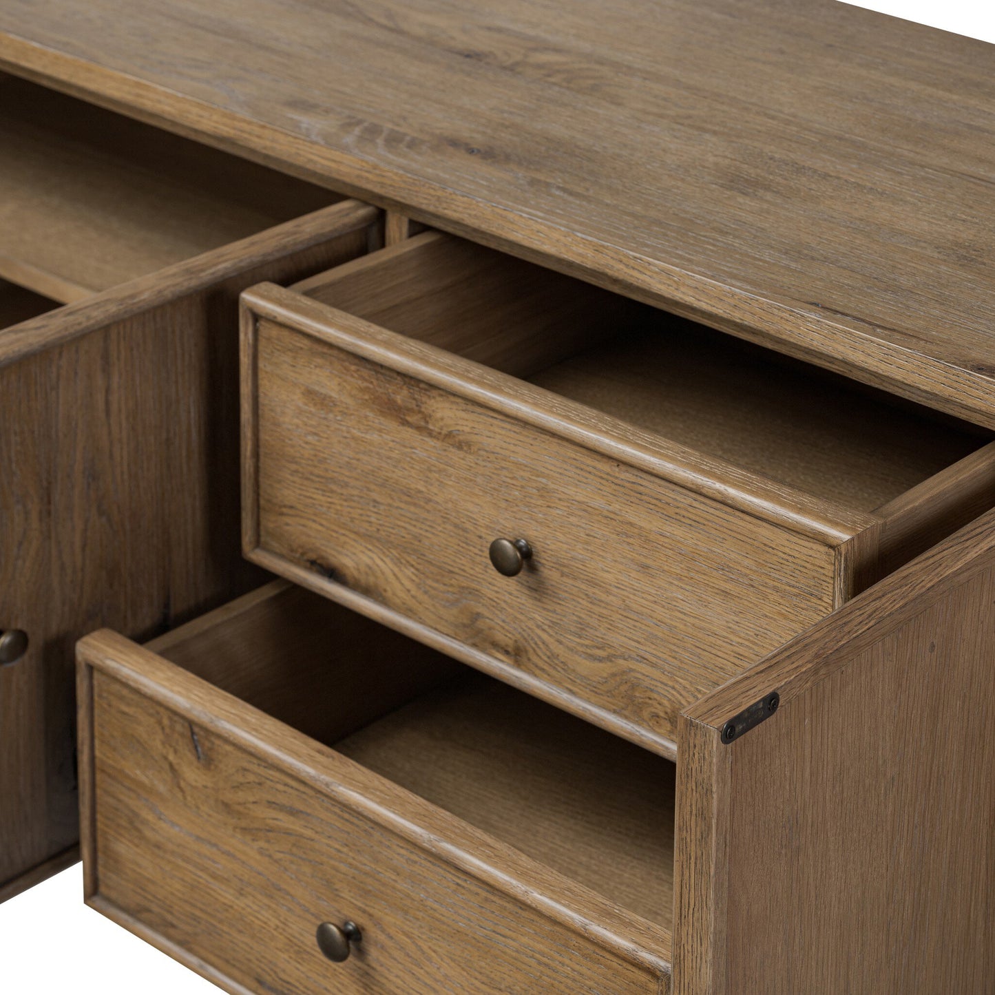 Bari Mid Brown Wood 4‑Door and Drawer Sideboard