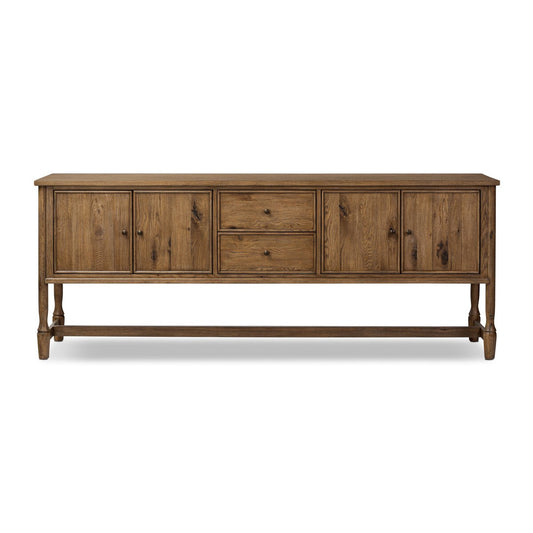 Bari Mid Brown Wood 4‑Door and Drawer Sideboard