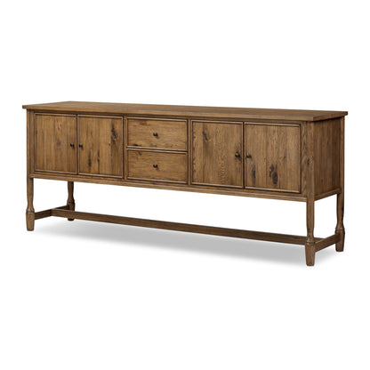 Bari Mid Brown Wood 4‑Door and Drawer Sideboard