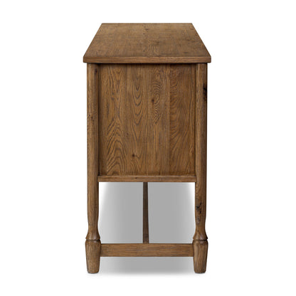 Bari Mid Brown Wood 4‑Door and Drawer Sideboard