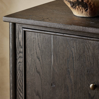 Bari Mid Brown Wood 4‑Door and Drawer Sideboard