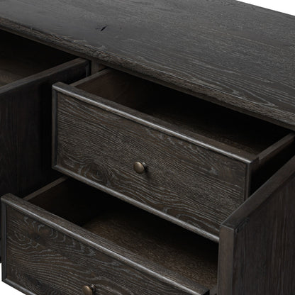 Bari Mid Brown Wood 4‑Door and Drawer Sideboard