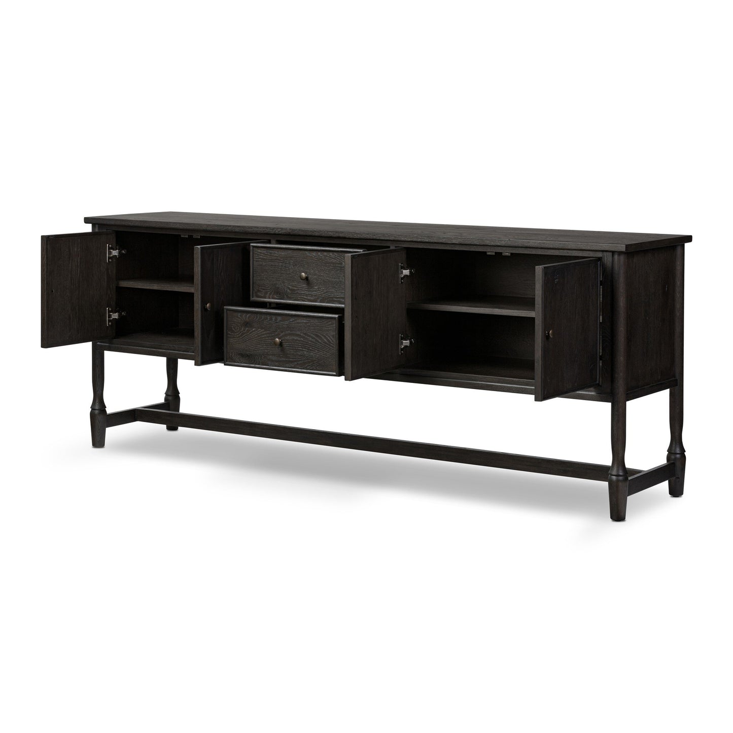 Bari Mid Brown Wood 4‑Door and Drawer Sideboard