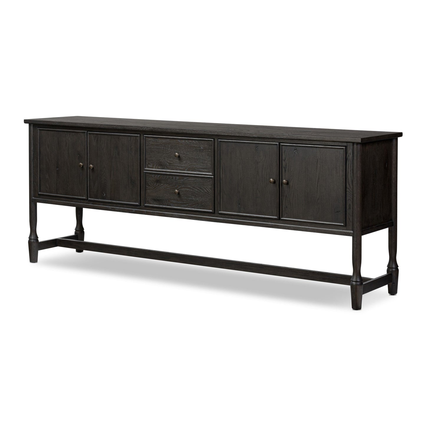 Bari Mid Brown Wood 4‑Door and Drawer Sideboard