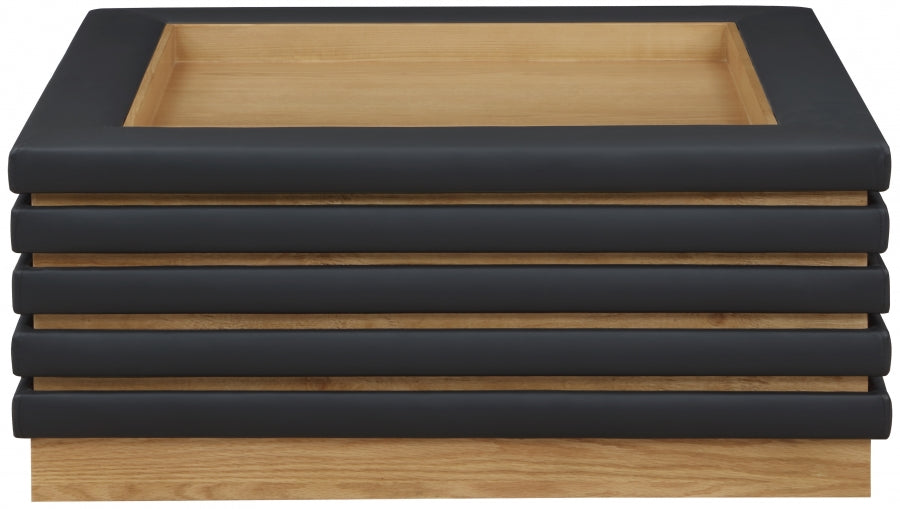 Rory Vegan Leather & Oak Veneer Coffee Table – Modern Elegant Accent Table