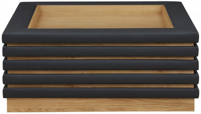 Rory Vegan Leather & Oak Veneer Coffee Table – Modern Elegant Accent Table