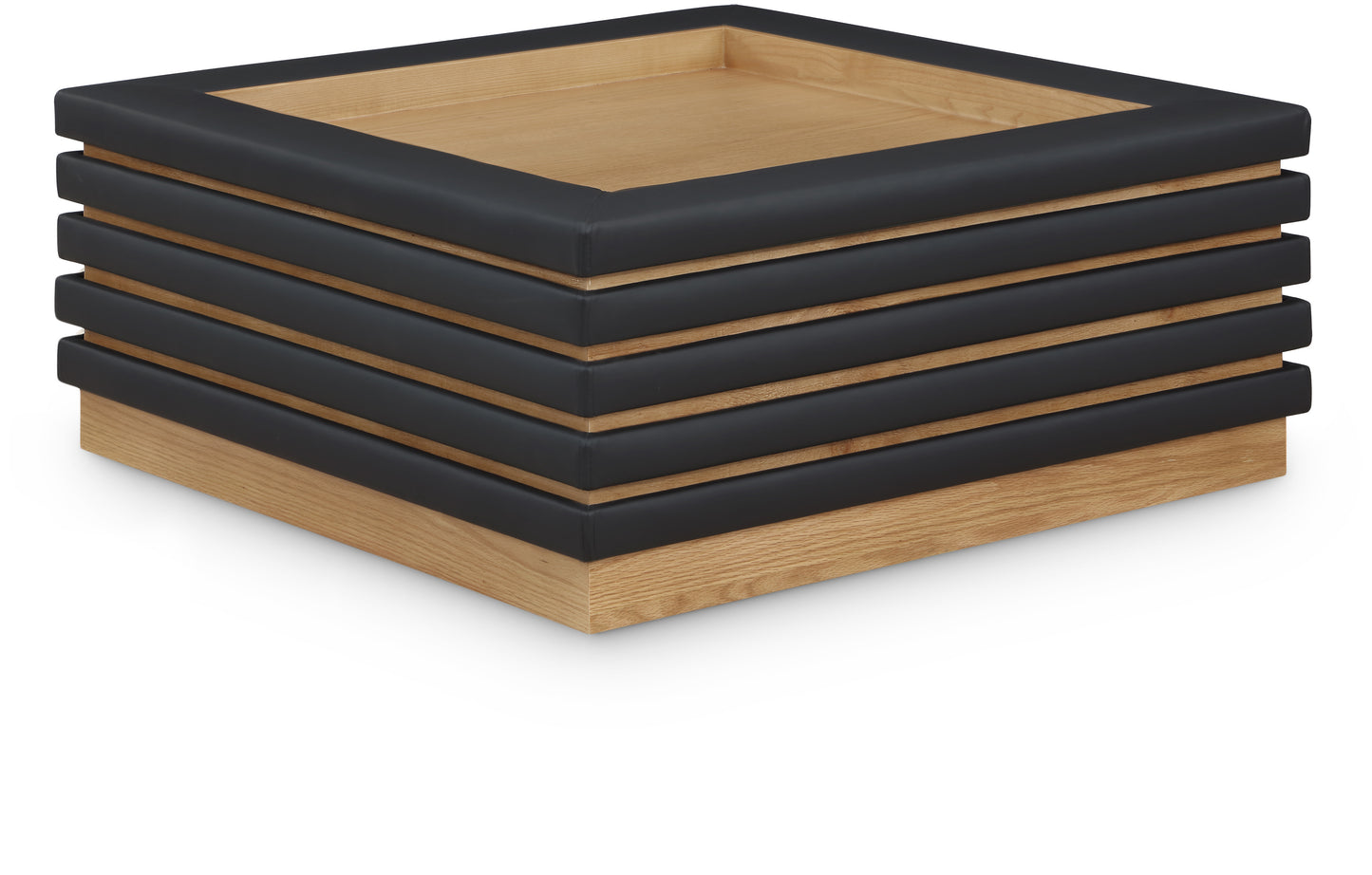 Rory Vegan Leather & Oak Veneer Coffee Table – Modern Elegant Accent Table