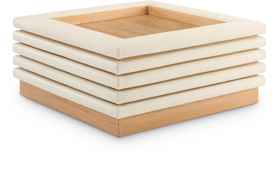 Rory Vegan Leather & Oak Veneer Coffee Table – Modern Elegant Accent Table