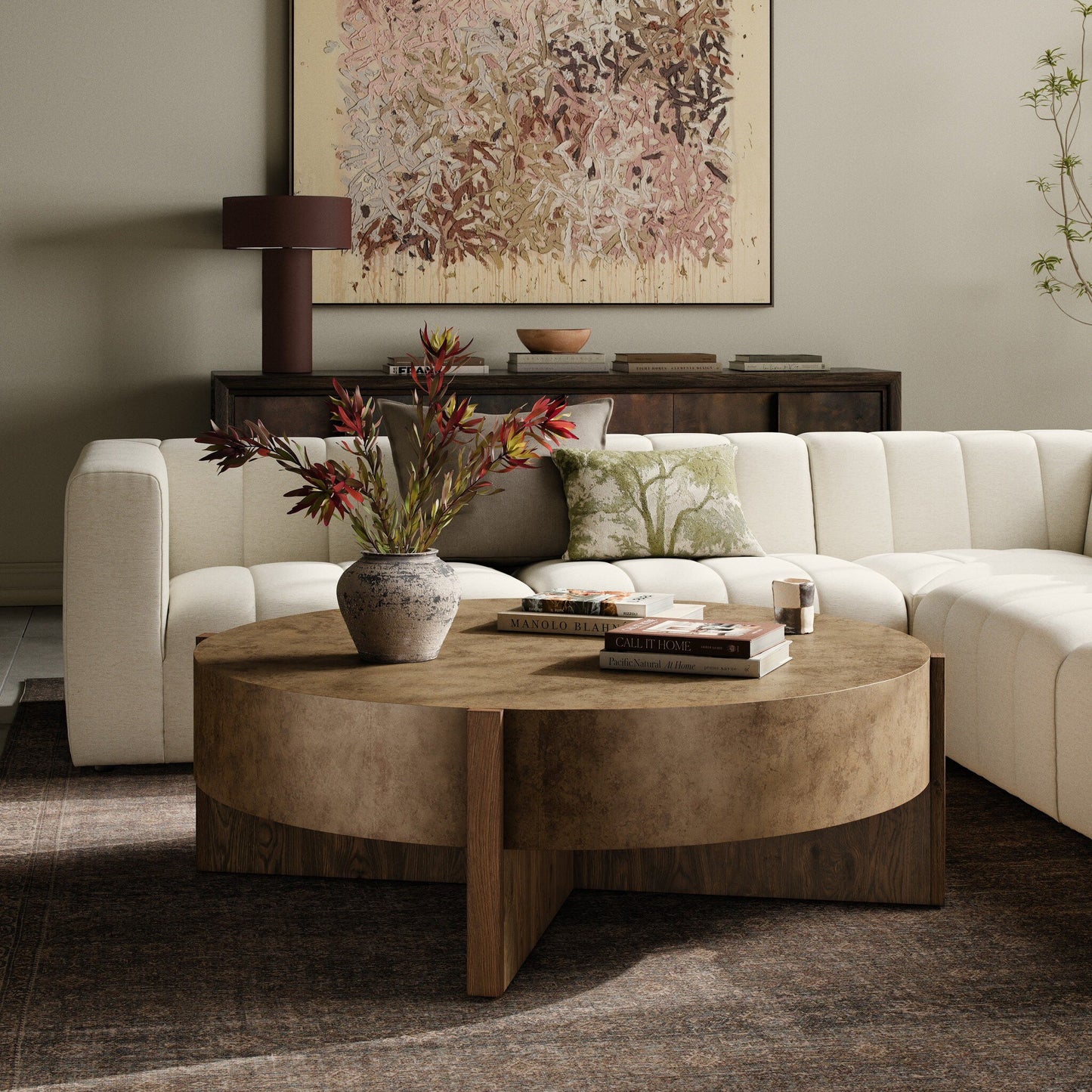 Bingham Coffee Table Antiqued Brass Aluminum