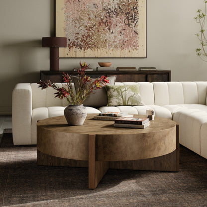 Bingham Coffee Table Antiqued Brass Aluminum