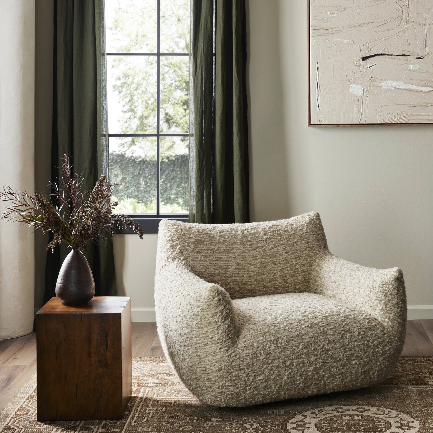 Margot Swivel Chair Solema Cream Boucle
