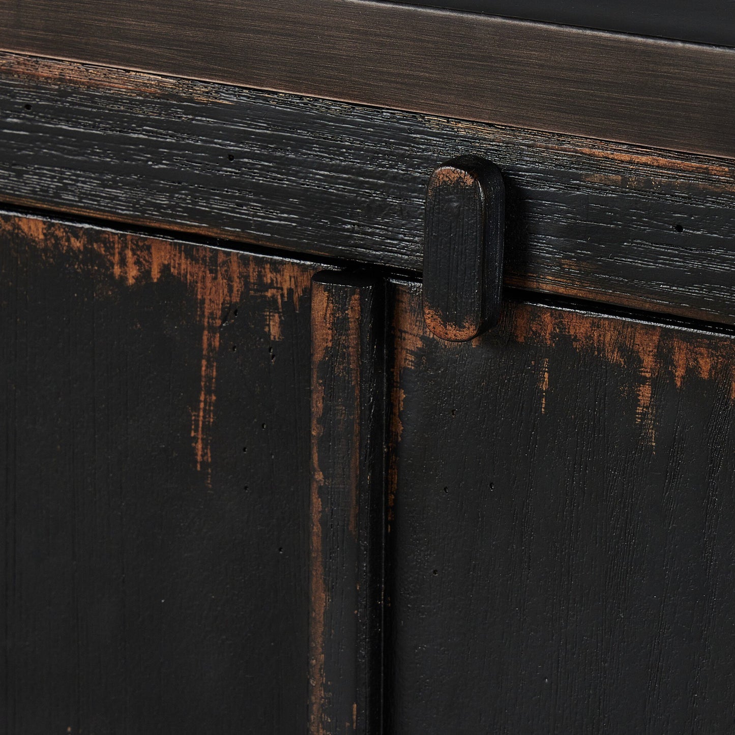 Humptulips River Distressed Black Cabinet