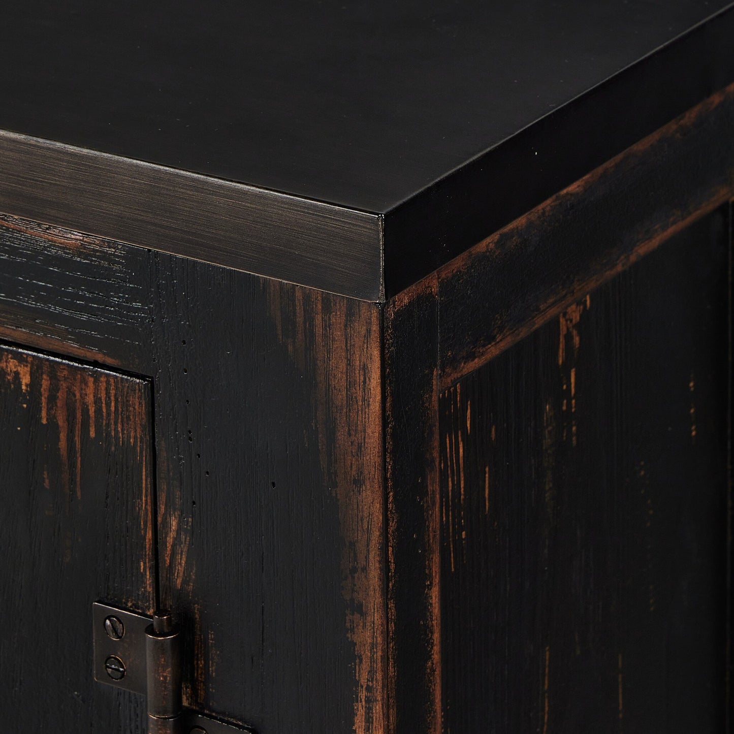 Humptulips River Distressed Black Cabinet