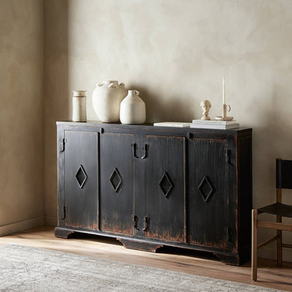 Humptulips River Distressed Black Cabinet