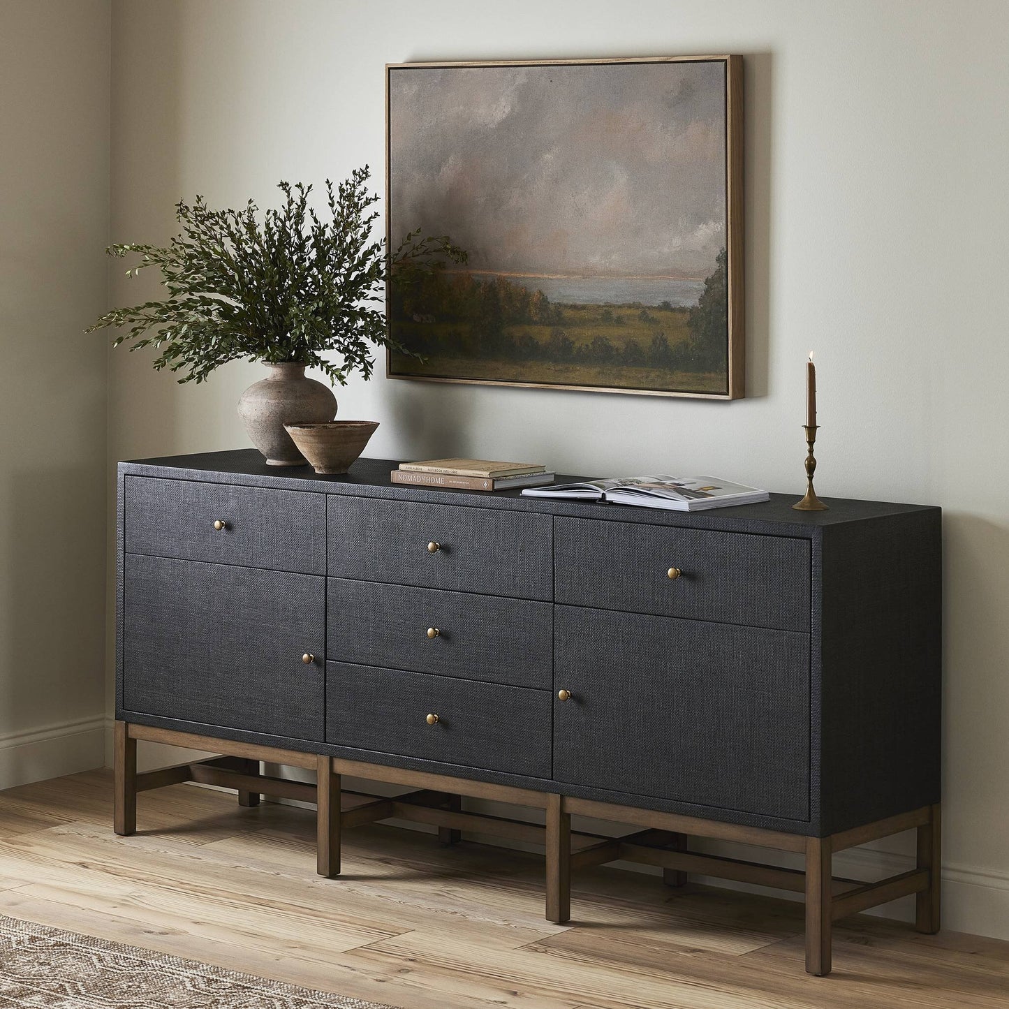 Fiona Mahogany Sideboard with Woven Raffia