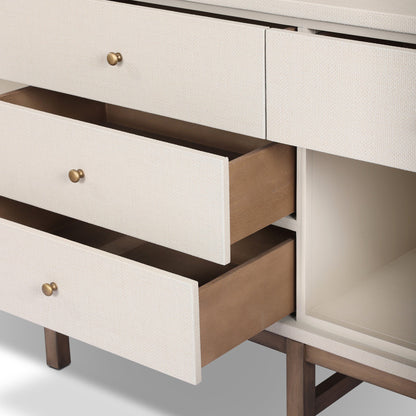 Fiona Mahogany Sideboard with Woven Raffia