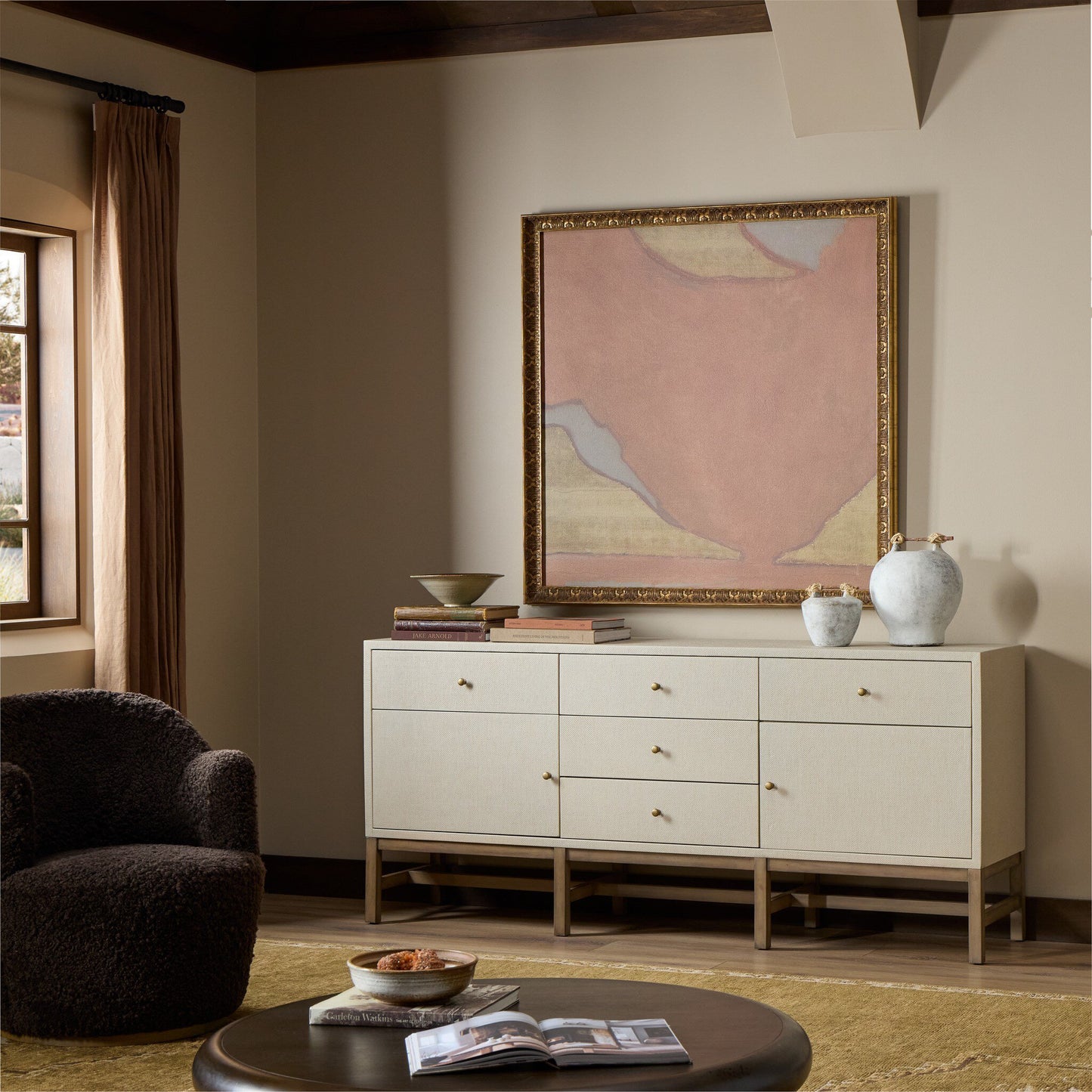 Fiona Mahogany Sideboard with Woven Raffia