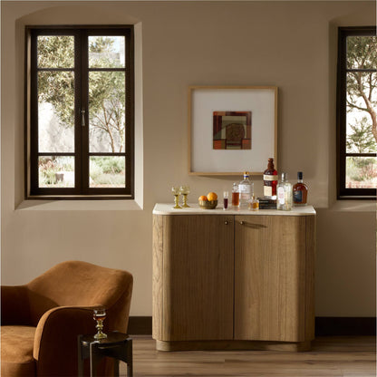 Boa Mindi Wood Cabinet with Marbled Top