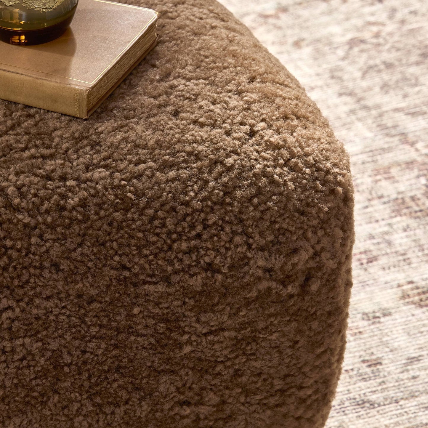 Joey Ottoman Amber Shearling