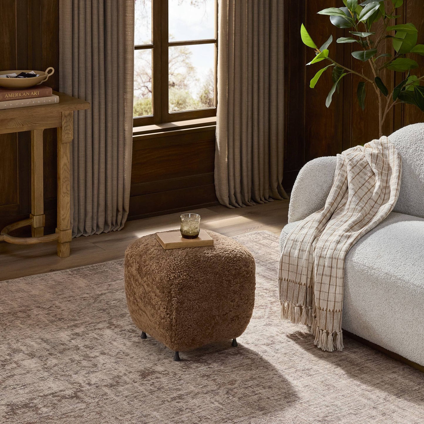 Joey Ottoman Amber Shearling