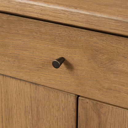 Weslin Three‑Drawer Drifted Oak Sideboard