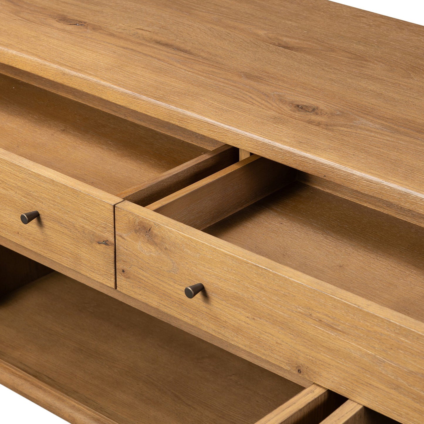 Weslin Three‑Drawer Drifted Oak Sideboard