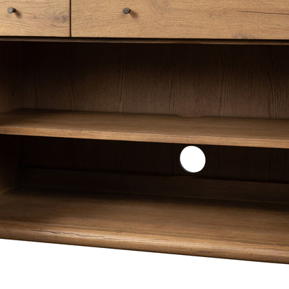 Weslin Three‑Drawer Drifted Oak Sideboard