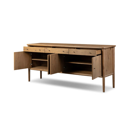 Weslin Three‑Drawer Drifted Oak Sideboard