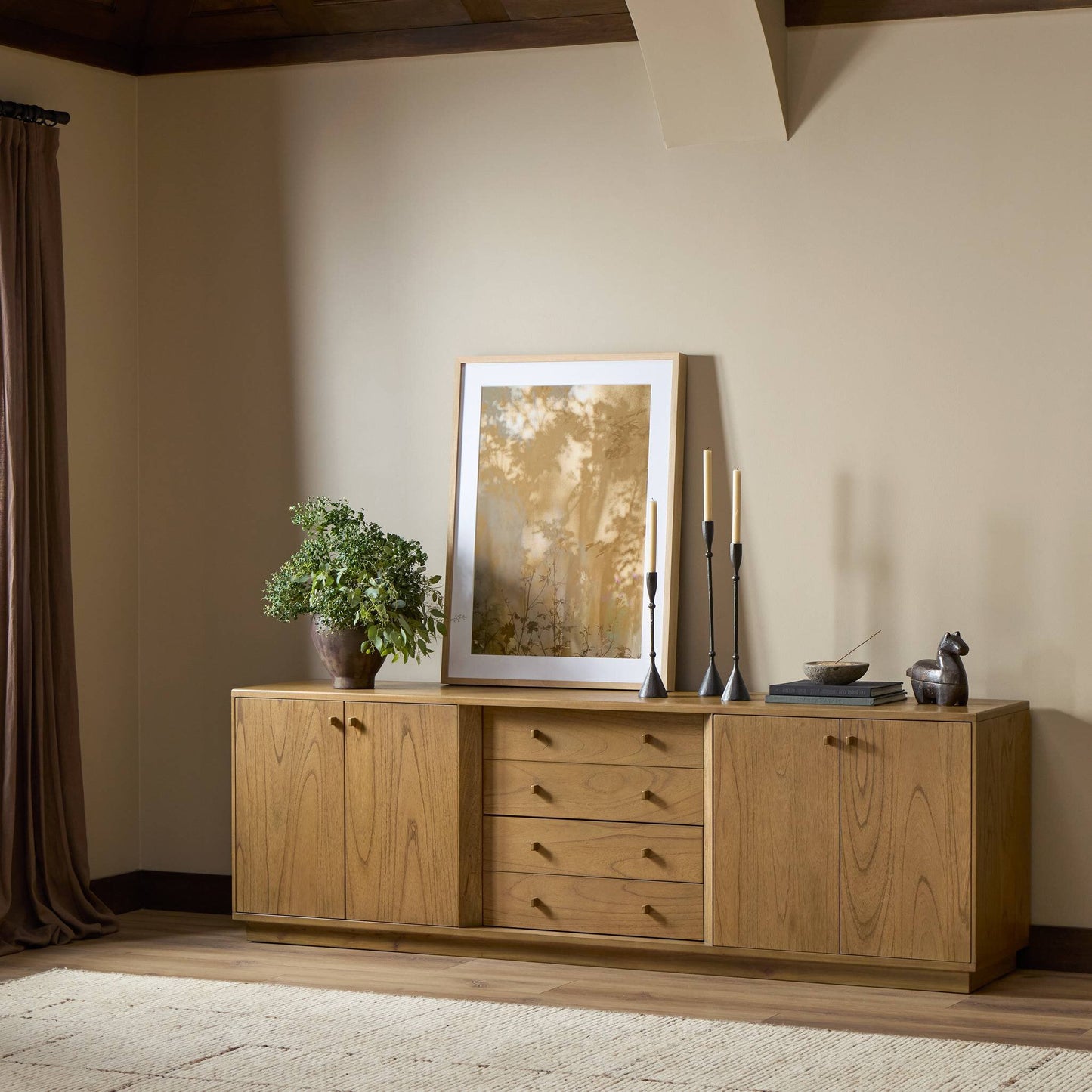 Daxon Wood Sideboard with Drawers and Doors