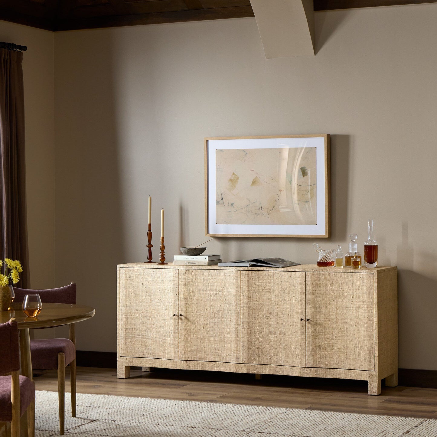 Hollis Parsons‑Leg Raffia Sideboard